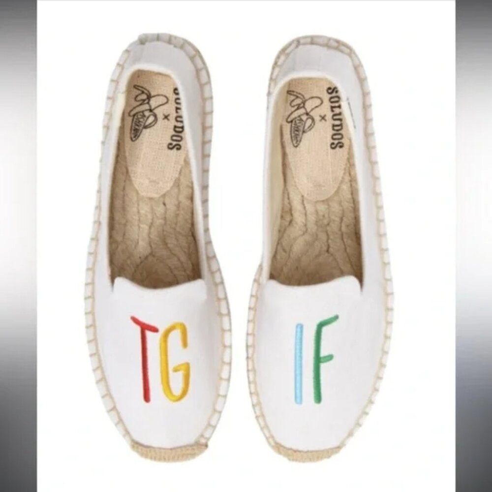 Soludos “TGIF” Canvas and Jute Espadrille Slip-Ons